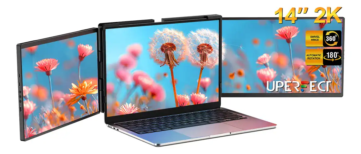 14 Polegadas Uperfect Monitor Triplo 2k Qhd Extensor De Tela Para Laptop Usb-c Hdmi,extensor De Monitor De Laptop Plug-play Para Pc Gamer Tela Tripla