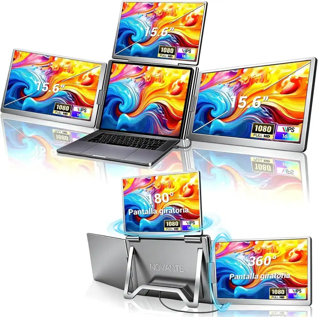 Monitor Duplo Portátil para Notebook 15.6 - Expansor de Telas Triplo com Design 360