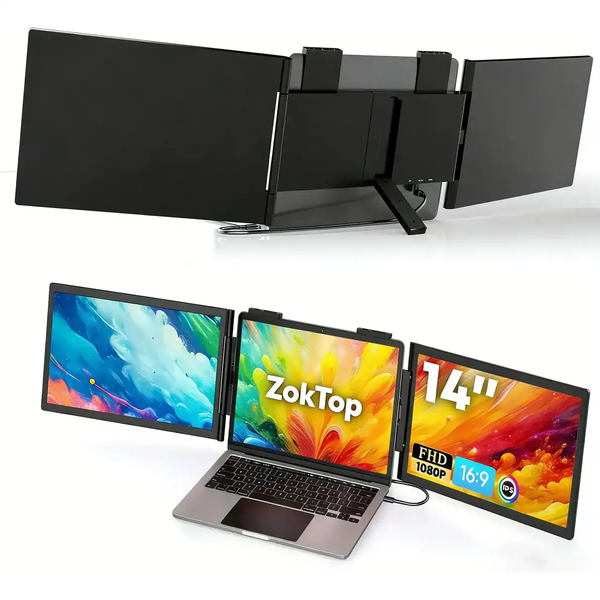 Monitor Portátil Triplo Usb-c Port Para 14 14-16.5 Laptop