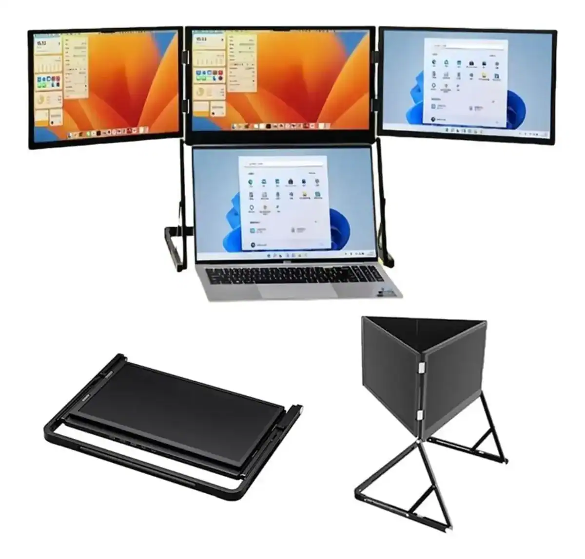 Monitor Portátil De 3 Telas, 1080p Fhd